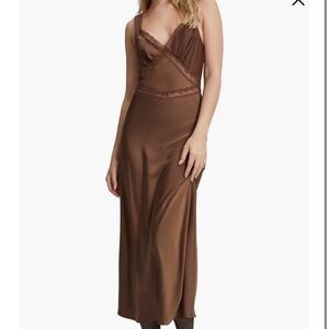 Bardot Brown Lace-Trim Midi Dress